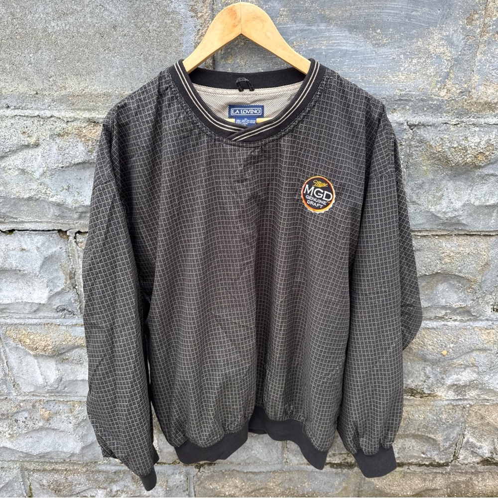 Vintage Miller Lite Pullover Jacket Mens XL Port Windbreaker Beer Promo